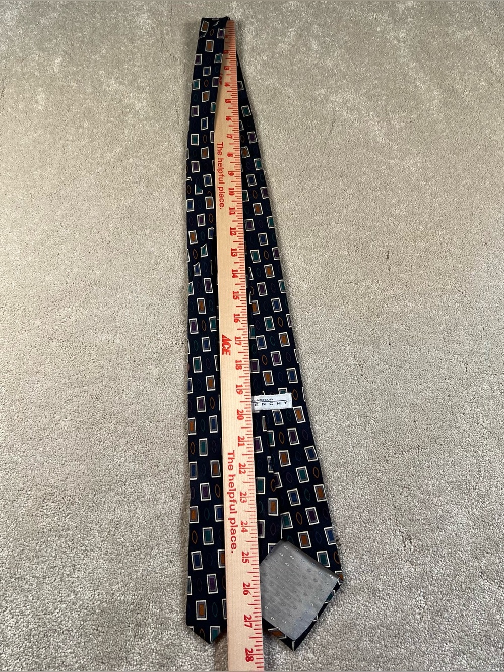 Monsieur Givenchy Neck Tie Silk Geometric wedding workwear professrional - Picture 6 of 9